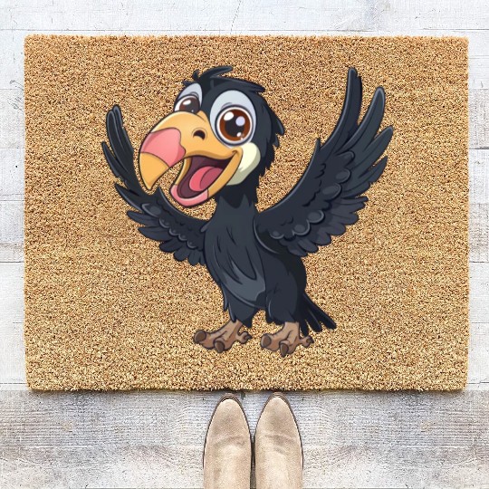 Joyful California Condor Cartoon Character Coir Doormats