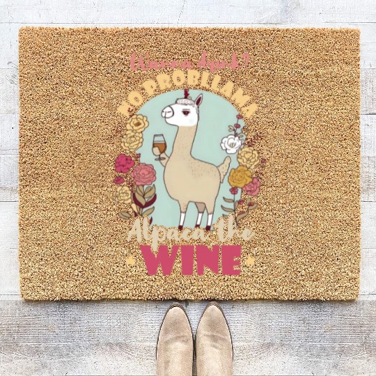 Alpaca Llama Wanna Drink Alpaca Wine Coir Doormats