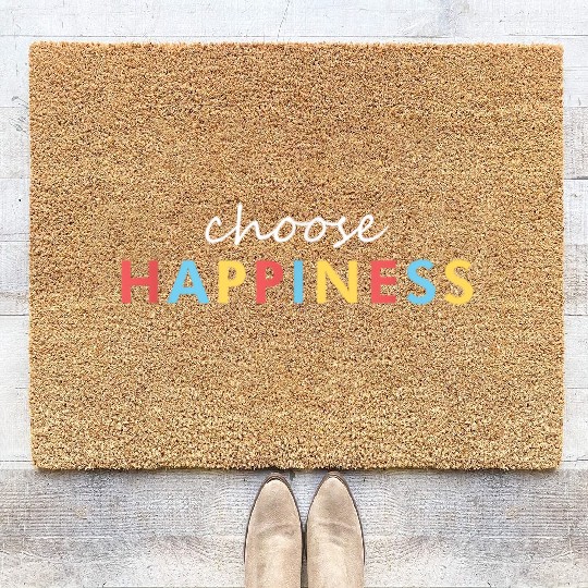 Vintage Retro Choose Happiness Coir Doormats