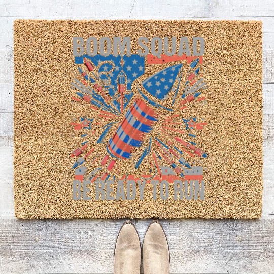Boom Squad Be Ready To Run 4th of July Fireworks Coir Doormats