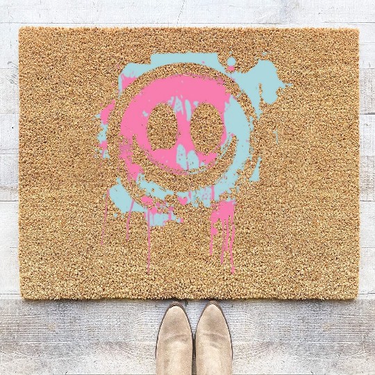 Graffiti Smiley Face - Urban Street Art Coir Doormats