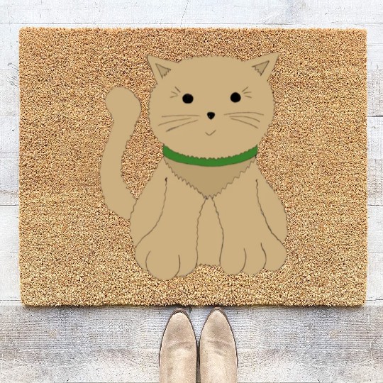 Cute Little Brown Kitty Cat Coir Doormats