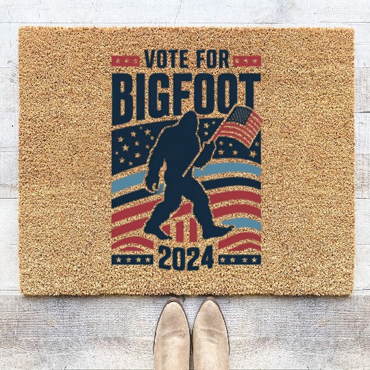 Vote For Bigfoot 2024 Funny Sasquatch Election Coir Doormats