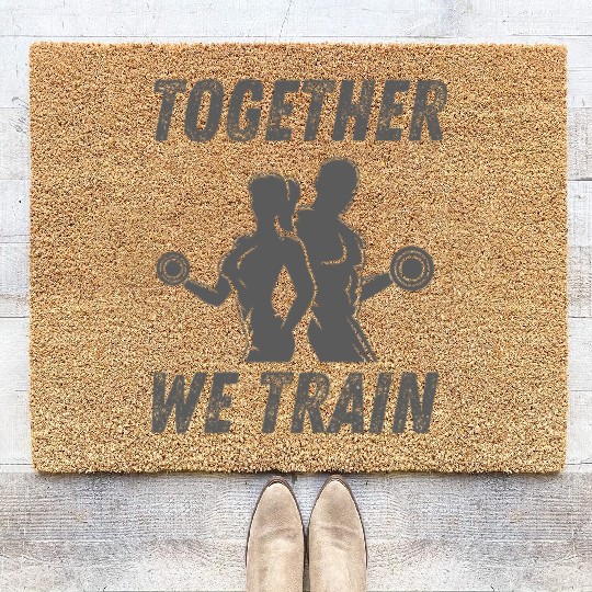 Together We Train Couple Gym Design Coir Doormats