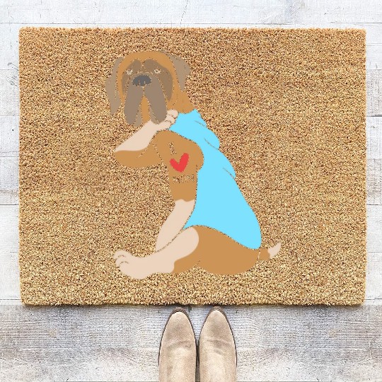 I Love Mom Tattoo Dog Funny Bullmastiff Coir Doormats
