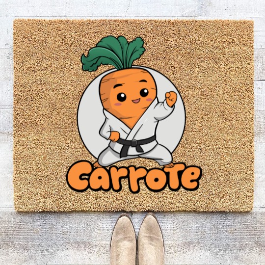 Cute Karate Carrot Design Coir Doormats