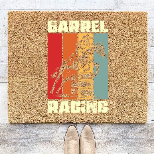 Retro Barrel Racing Gifts Coir Doormats