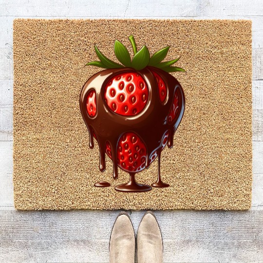 Strawberry chocolate delicious treat dessert Coir Doormats