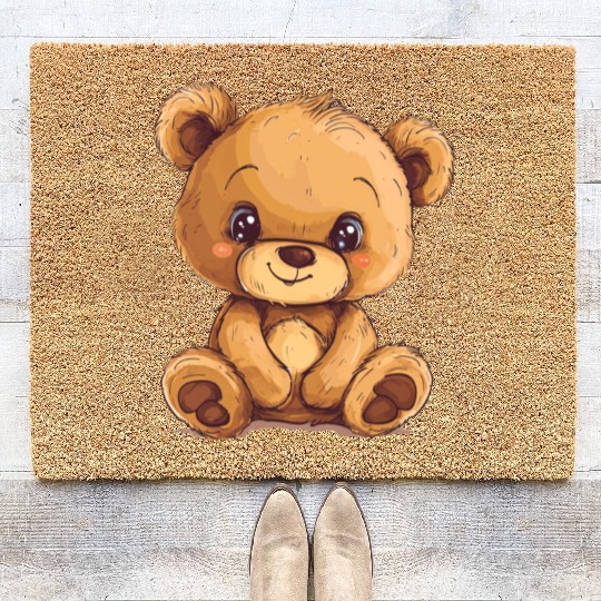 Cute Kawaii Teddy Bear Clipart, Cute Teddy Bear Coir Doormats