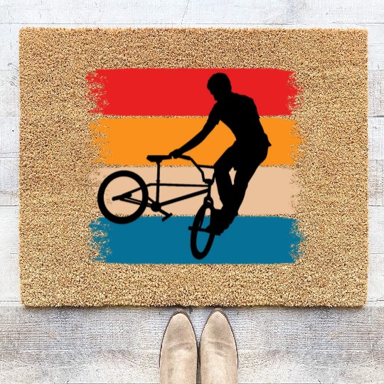 BMX Trick Retro BMX Rider Bicycle Cycling Coir Doormats