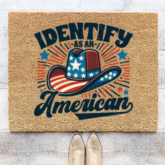 I Identify as an American Proud US American Cowboy Coir Doormats