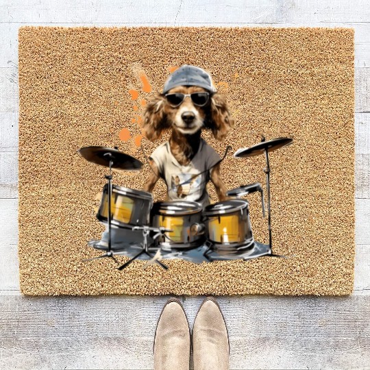 Drummer Dog: Beat Master Coir Doormats