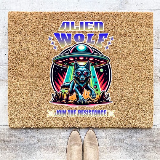 Alien Wolf, join the resistance Coir Doormats