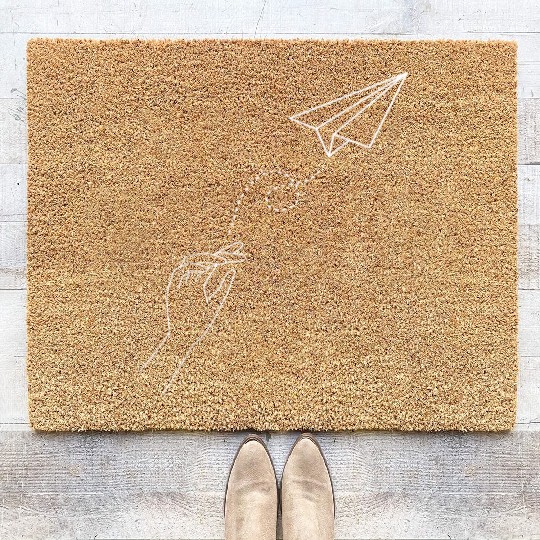 Paper Airplane Wanderlust Traveler Pilot Coir Doormats