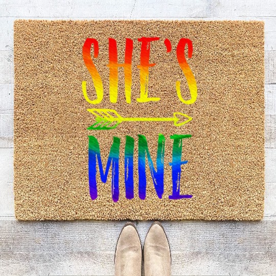 I'm Hers She's Mine LGBT Pride Lesbian Couple Coir Doormats