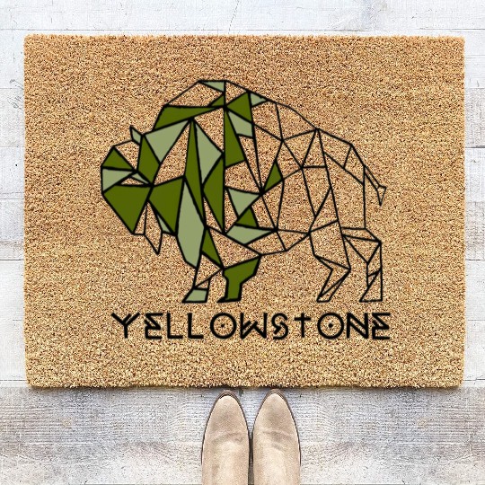 Army Green YStone Bison Design Coir Doormats