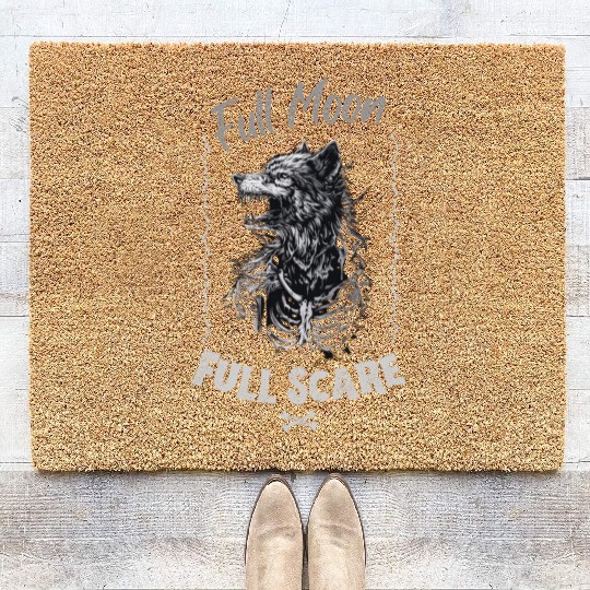 Death Wolf Horror Theme - Intricate Bone Wolf Coir Doormats