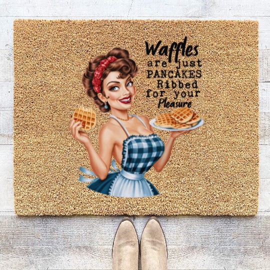 Waffle Delight: Retro Housewife Humor Coir Doormats