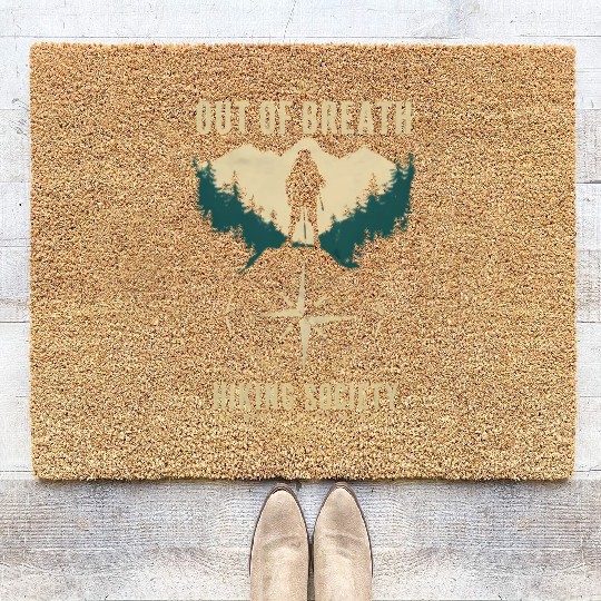 Out of Breath Hiking Society Hiker Nature Love Coir Doormats