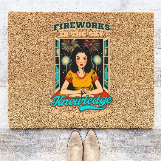 Patriotic Teacher Fireworks Sky Knowledge Classroo Coir Doormats