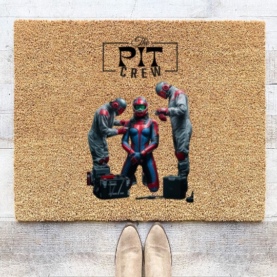 pit crew race car driver dank tank Coir Doormats