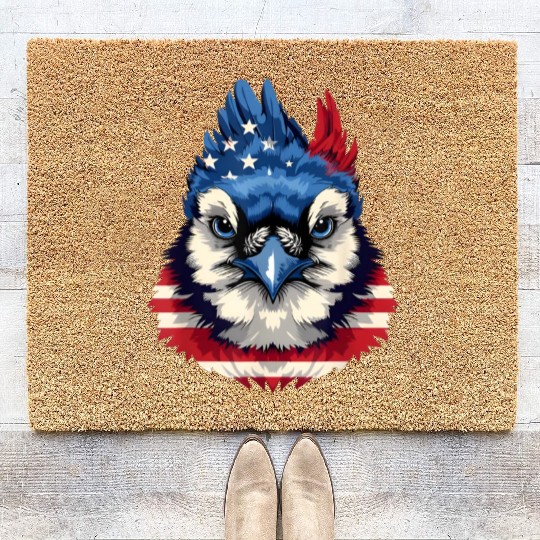 Patriotic Bird Face 4th Of July Coir Doormats