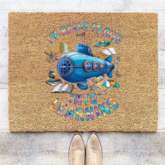 Ready To Dive Into Learning Back School Submarine Coir Doormats