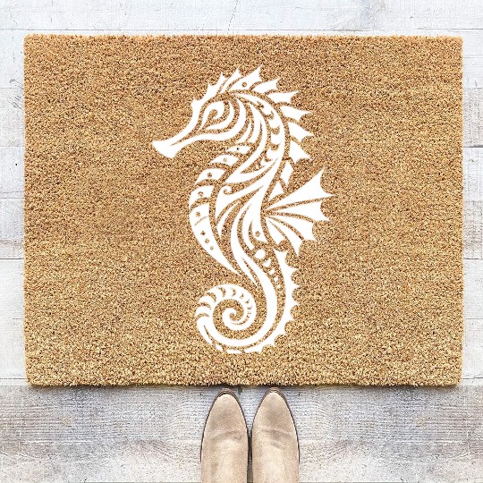Tribal Water Seahorse Tattoo Swim Training Coir Doormats