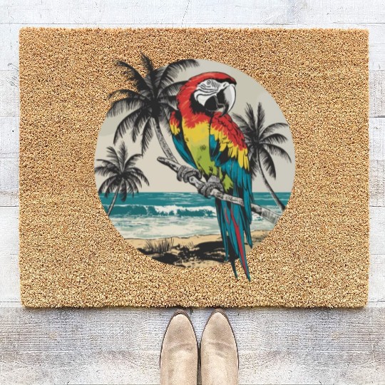 Macaw Parrot for a Bird Lover Animal Lover Coir Doormats