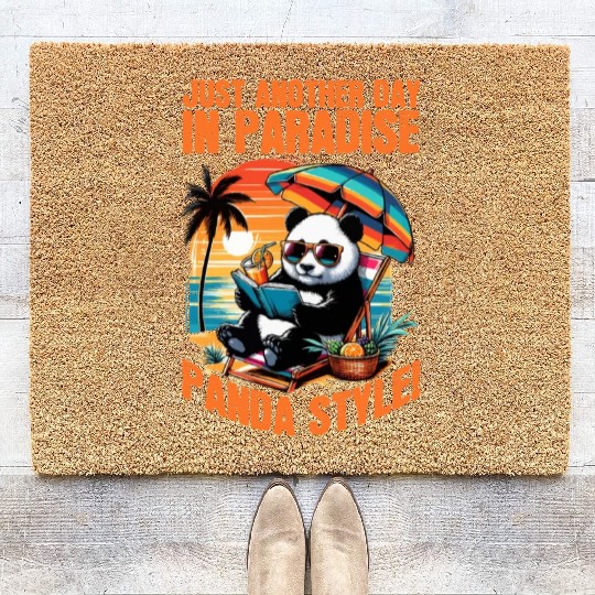 PANDA RELAXING MOMENT IN SUNSET, PANDA STYLE Coir Doormats