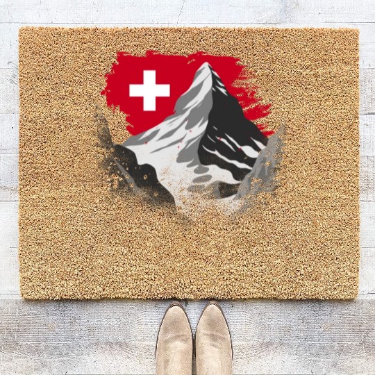 Vacation Skiing, Hiking, Mountain Switzerland Coir Doormats
