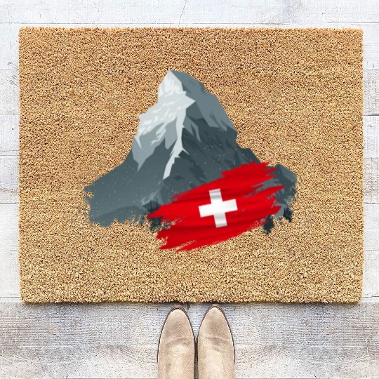 Vacation Skiing, Hiking, Mountain Switzerland Coir Doormats