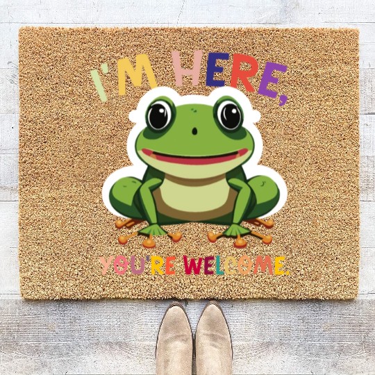 Happy Frog Sitting Here for You Coir Doormats