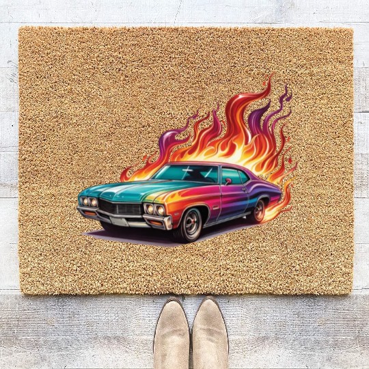 Retro American Racing Muscle Car Coir Doormats