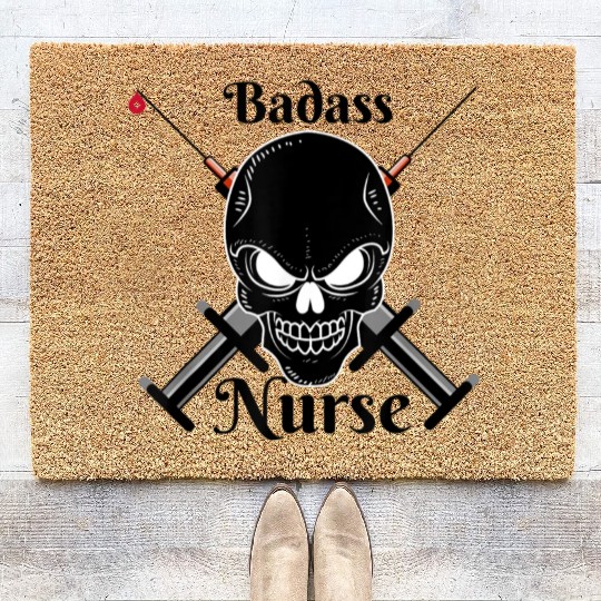 Badass Nurse Nursing student Coir Doormats