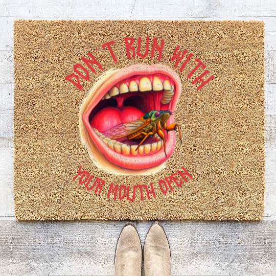 Cicada Funny Don't Run with your mouth open Coir Doormats