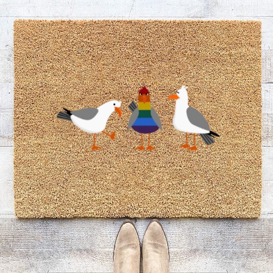 Seagull LGBT Gay Lesbian Rainbow Flagge Coir Doormats
