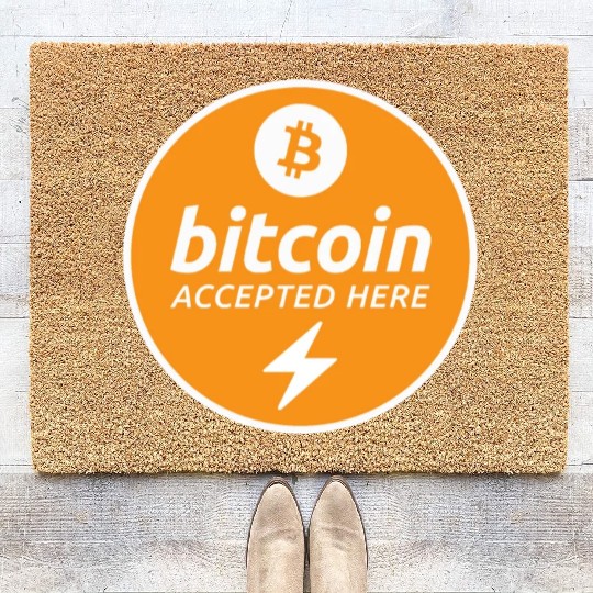 Bitcoin Accepted Here via Lightning Promo Coir Doormats