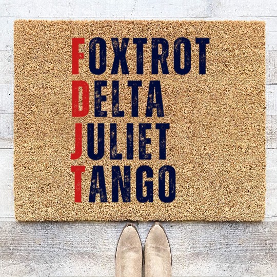 FOXTROT DELTA JULIET TANGO WHITE Coir Doormats