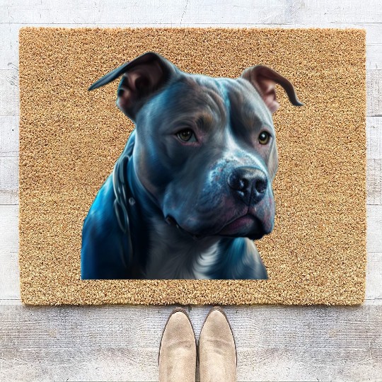 Blue Nose Pitbull Neon Face Guardian Coir Doormats