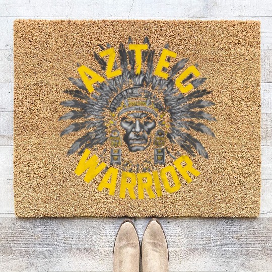 Aztec Warrior Indigenous Mexican Aztec Jaguar Coir Doormats