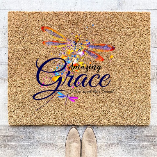 Amazing Grace Dragonfly splatter Coir Doormats