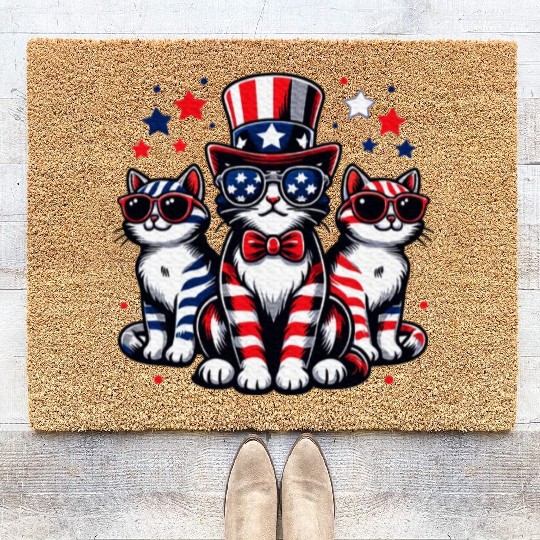 Patriotic Cat Fourth Of July Kitten Cat Lover Coir Doormats