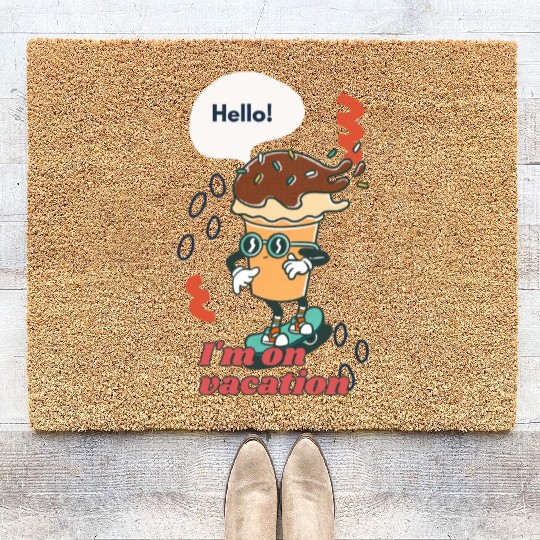 Funny joyful Cool Vacation Ice Cream Cone Coir Doormats