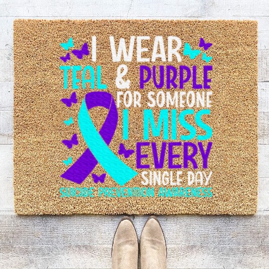 I Wear Teal And Purple For Someone Coir Doormats