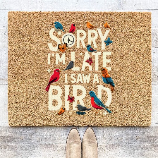 Sorry I'm Late I Saw A Bird Birdwatching Lover Coir Doormats
