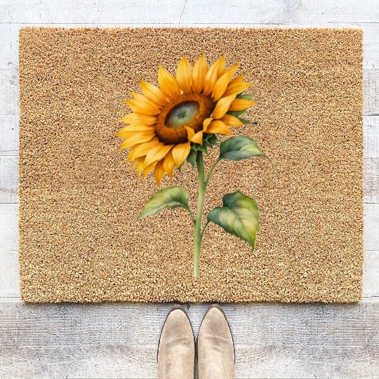 Sunflower watercolor for Nature Lovers Coir Doormats