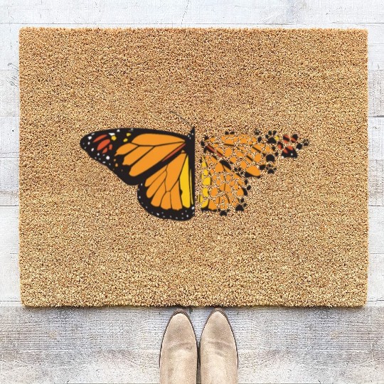 Butterfly Dog Paws Funny Animal Pawprints Lover Coir Doormats