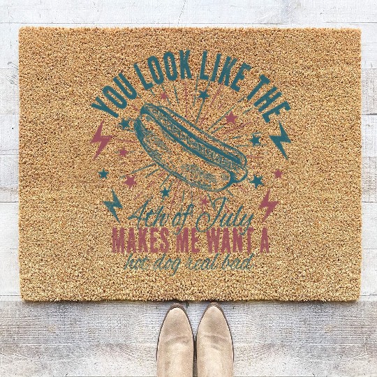 Funny 4th July Coir Doormats, Hot Dog Lover Coir Doormats