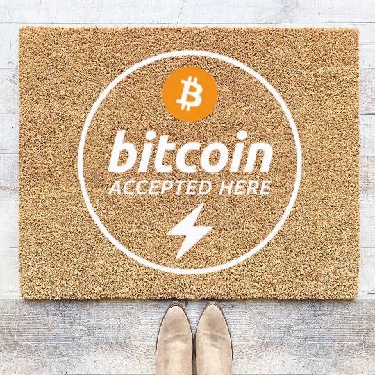 Bitcoin Accepted Here via Lightning Promo Coir Doormats